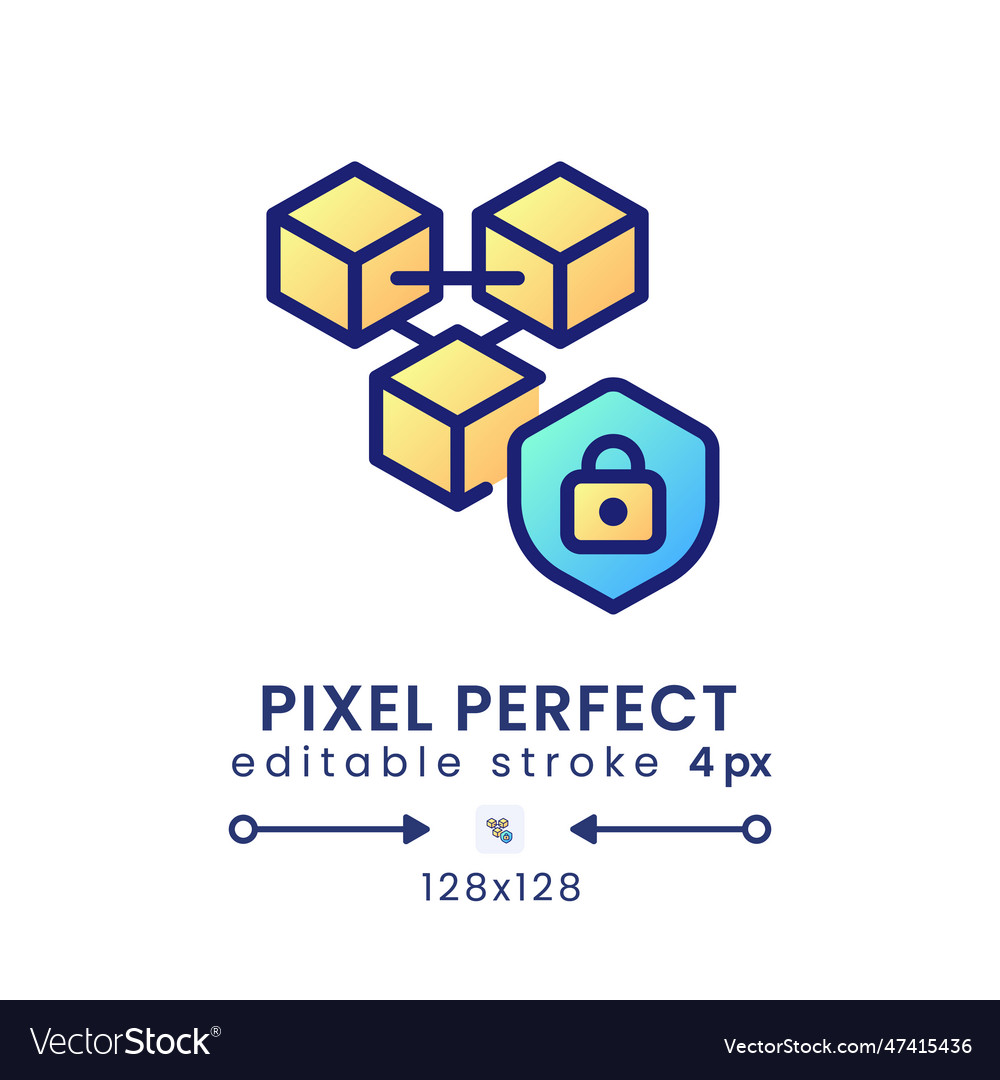 Blockchain security gradient fill desktop icon vector image Blockchain security gradient fill desktop icon