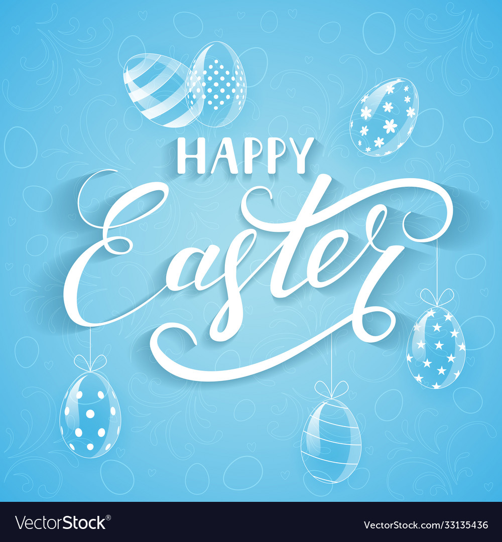 Blue easter background with eggs