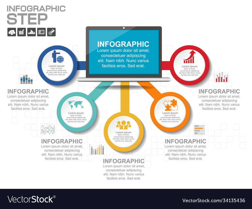 Business data process chart diagram with steps