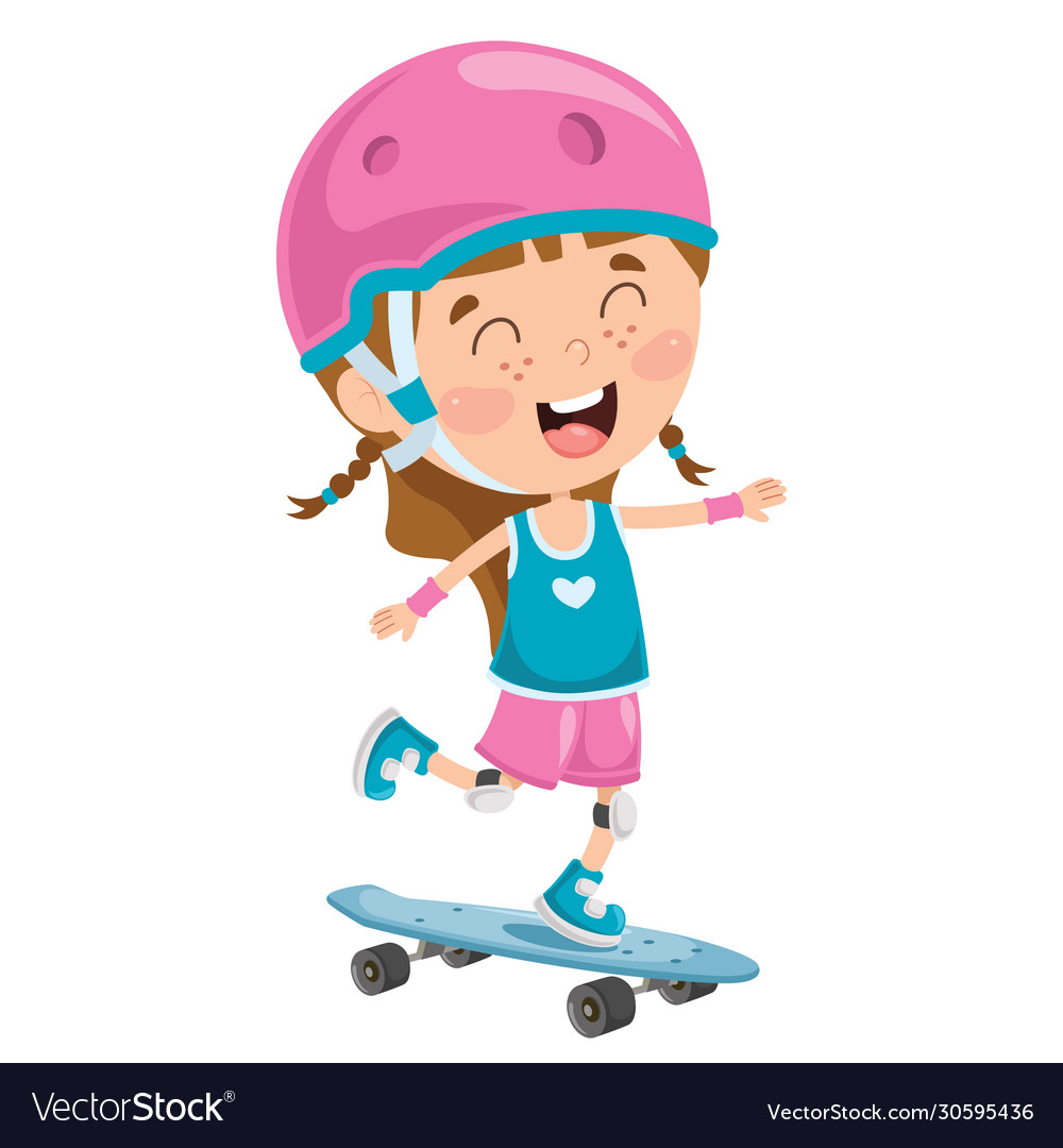 Child skateboarding outside Royalty Free Vector Image