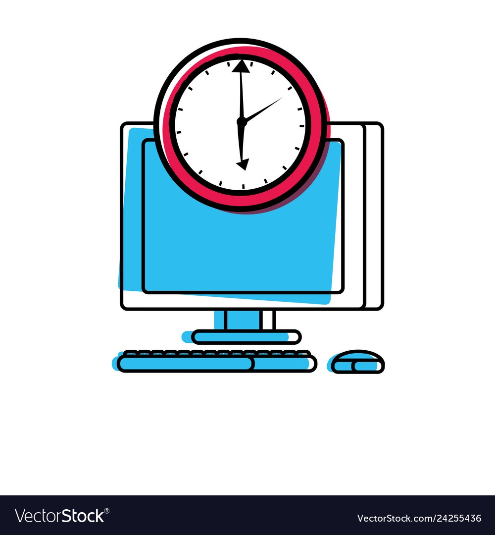 Desktop computer with clock time