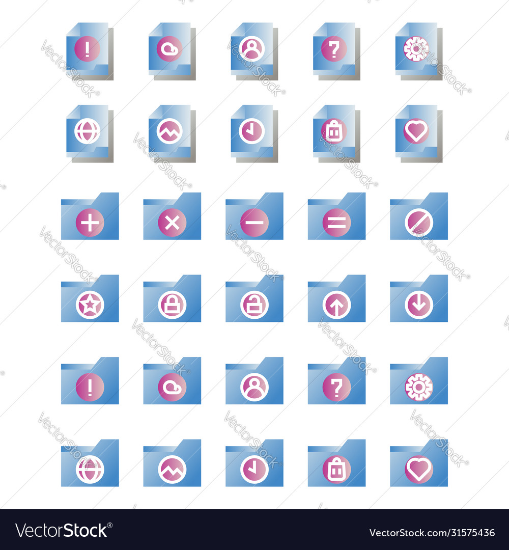 File and folder icon set include vector image File and folder icon set include