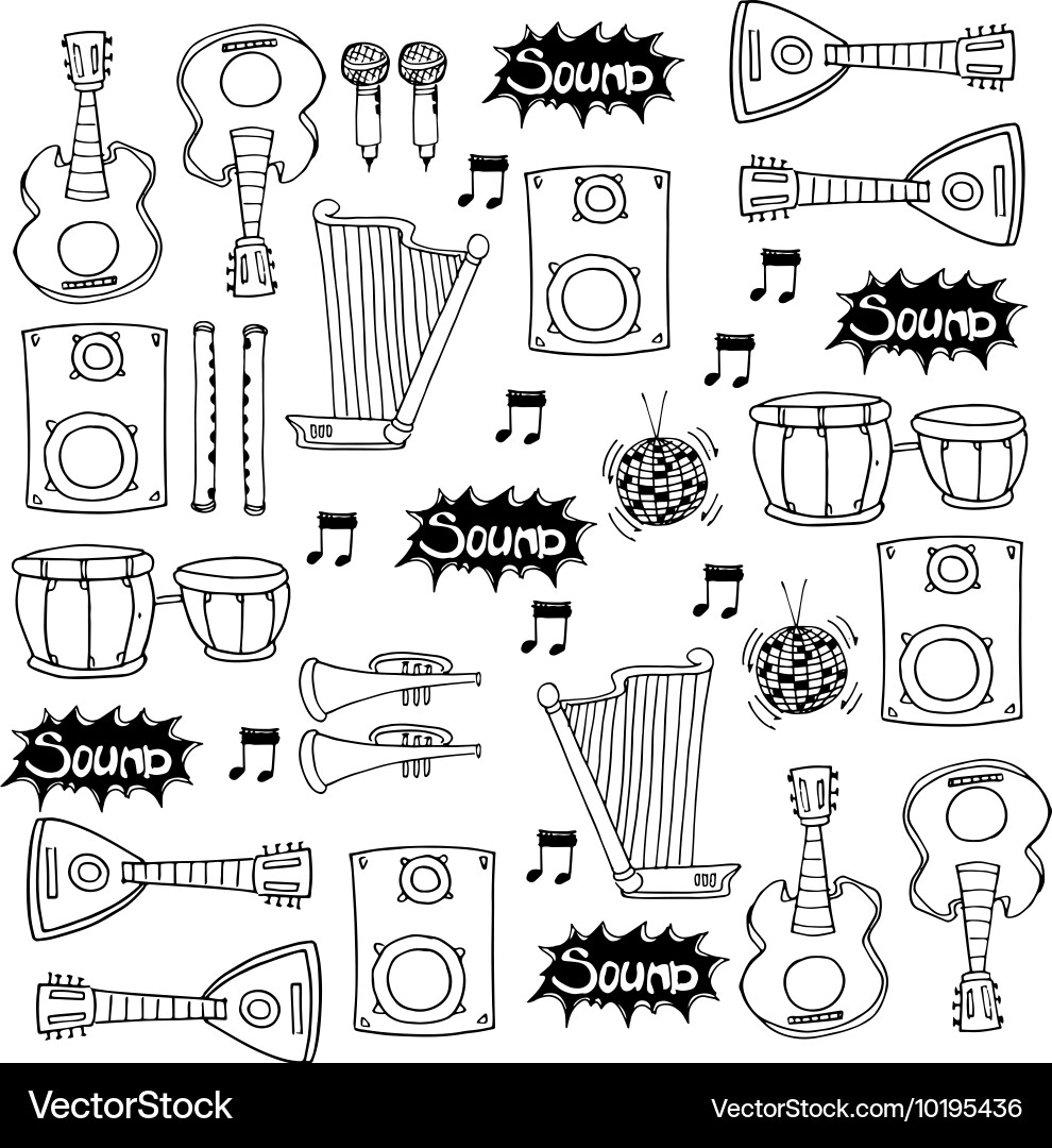 Flat doodle music element Royalty Free Vector Image