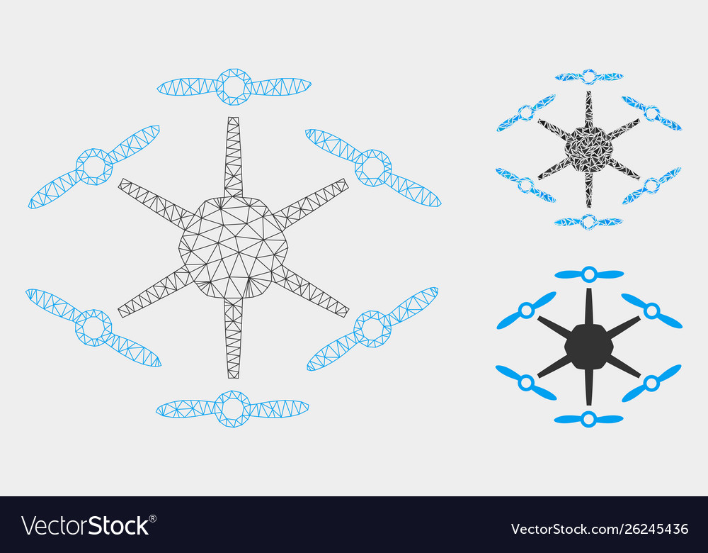 Hexacopter mesh network model and triangle vector image Hexacopter mesh network model and triangle