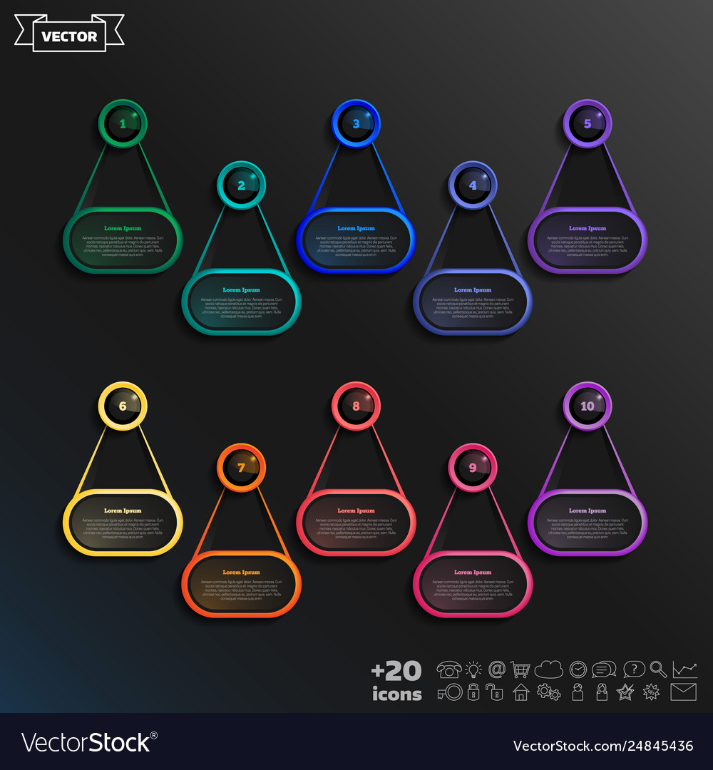 Infographic design list with colorful circles vector image Infographic design list with colorful circles