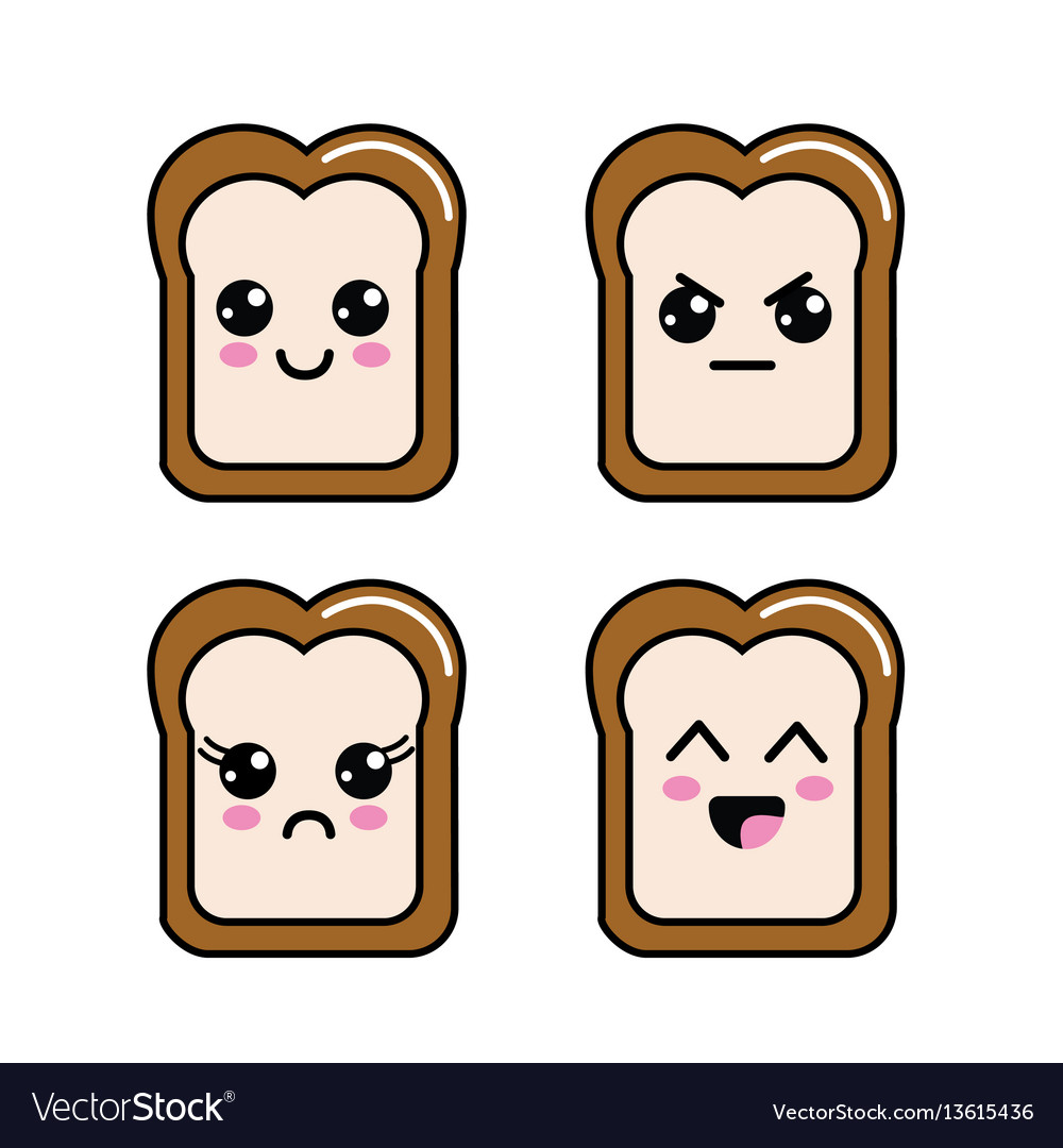 Kawaii halved bread faces icon