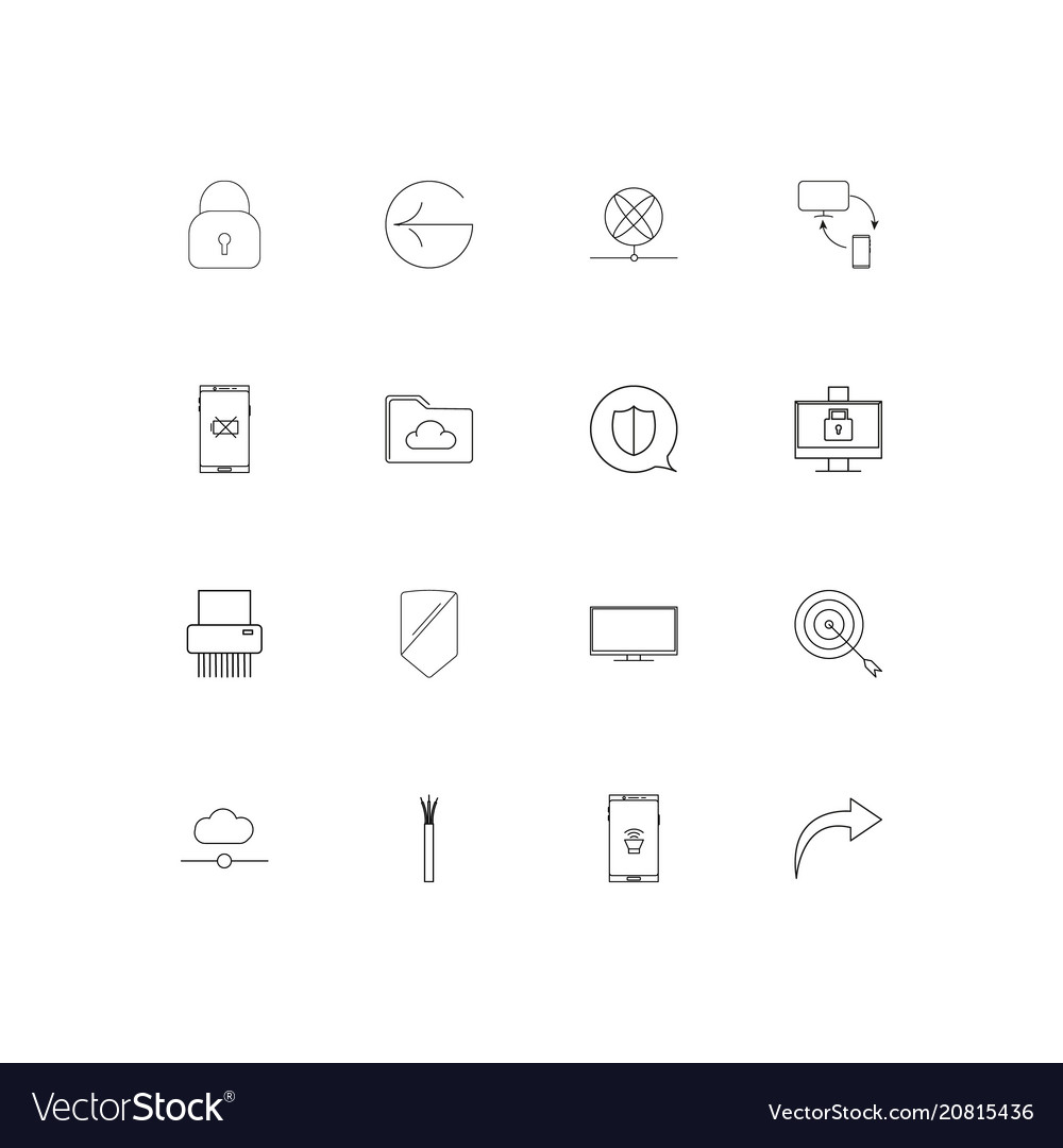 Network and database linear thin icons set