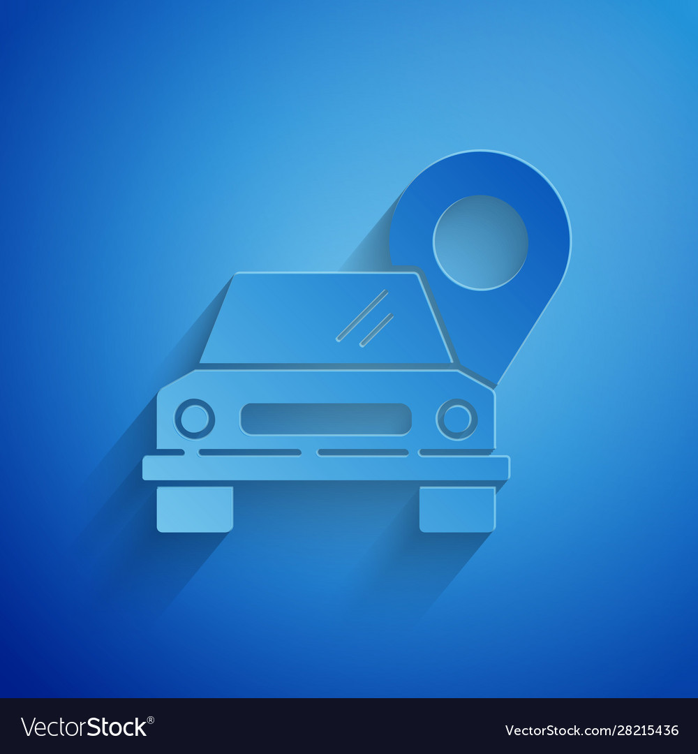 Paper cut map pointer with taxi icon isolated vector image Paper cut map pointer with taxi icon isolated