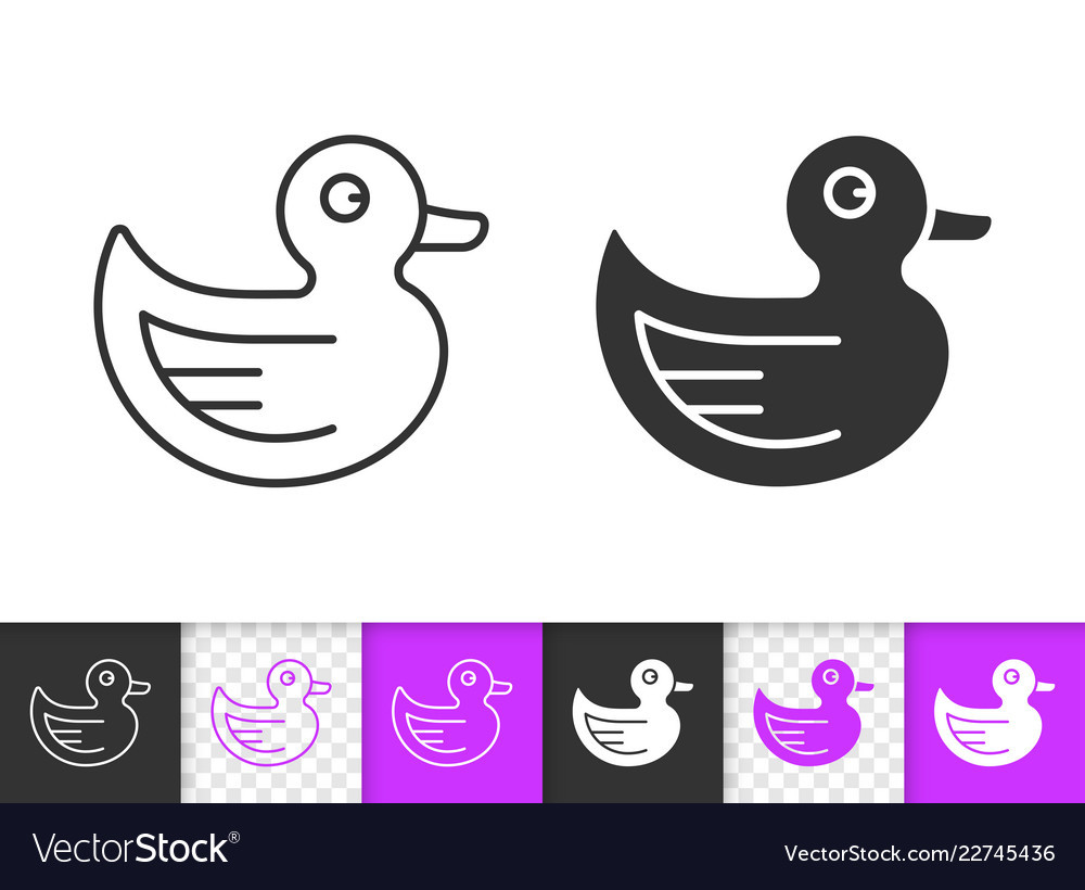 Rubber duck kid game simple black line icon Vector Image