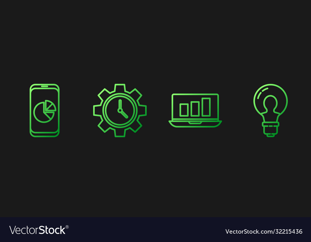 Set line laptop with graph chart mobile phone vector image Set line laptop with graph chart mobile phone