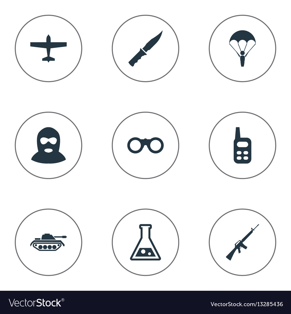 Set of 9 simple military icons can be found