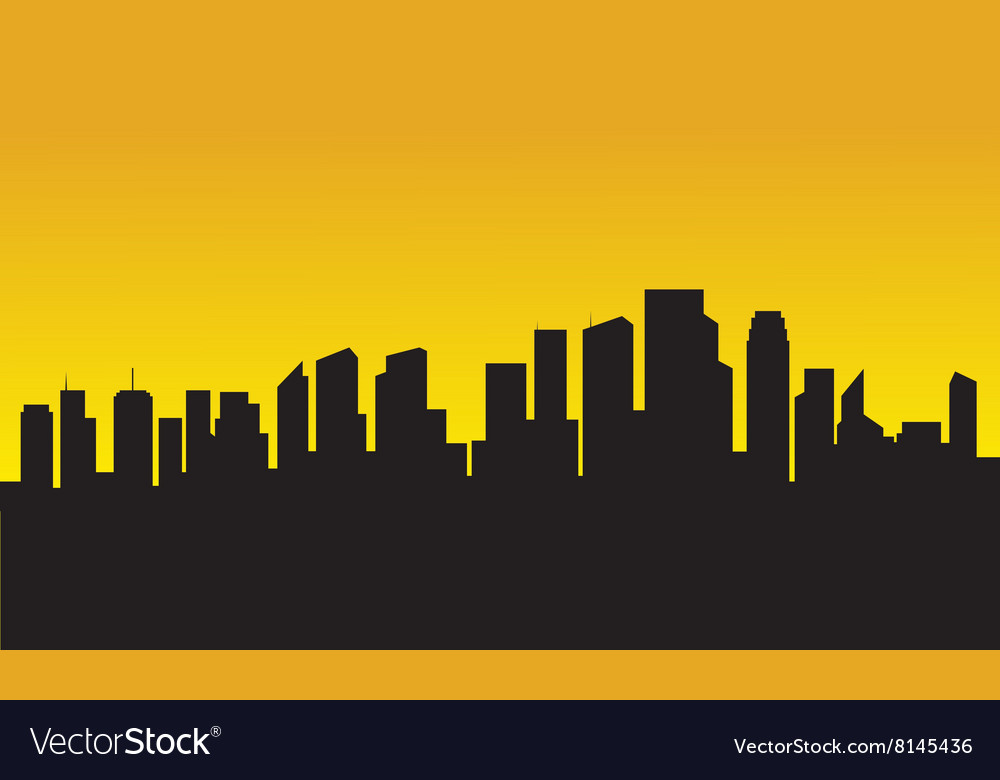 Silhouette of building with yellow sky Royalty Free Vector