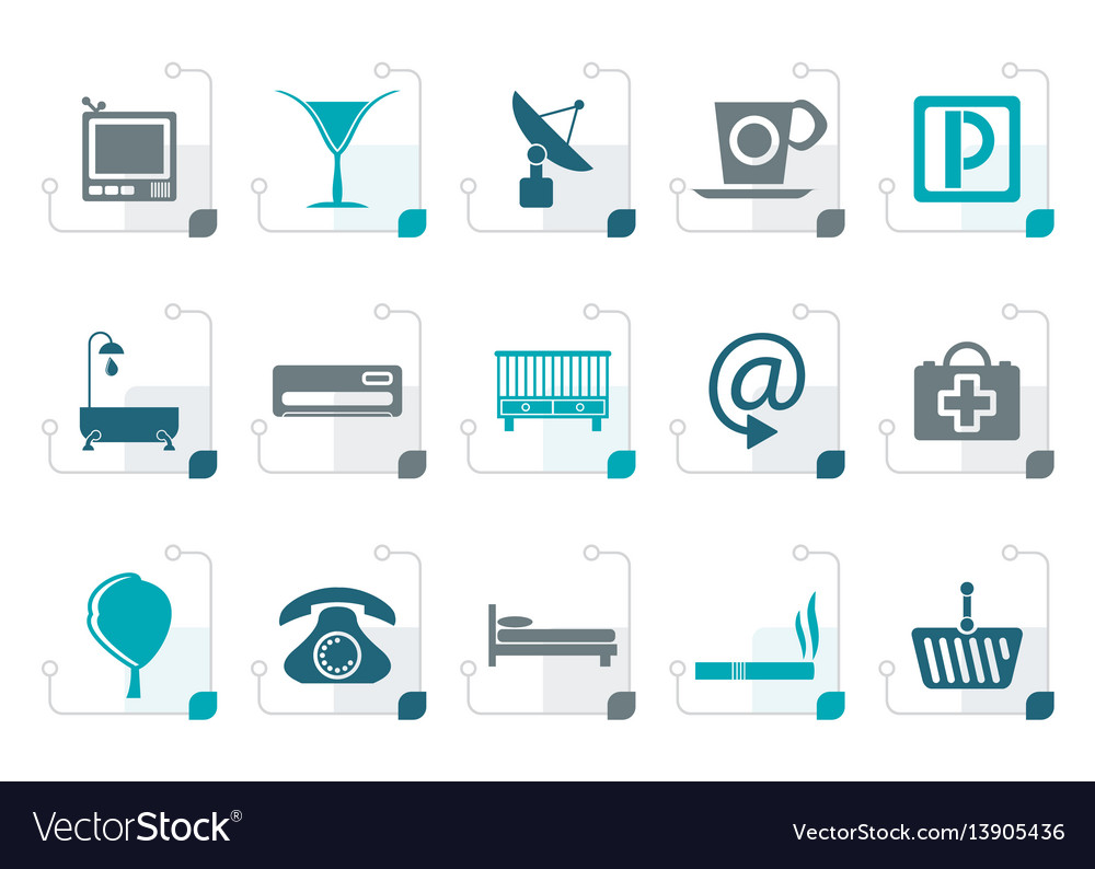 Stylized hotel and motel icons