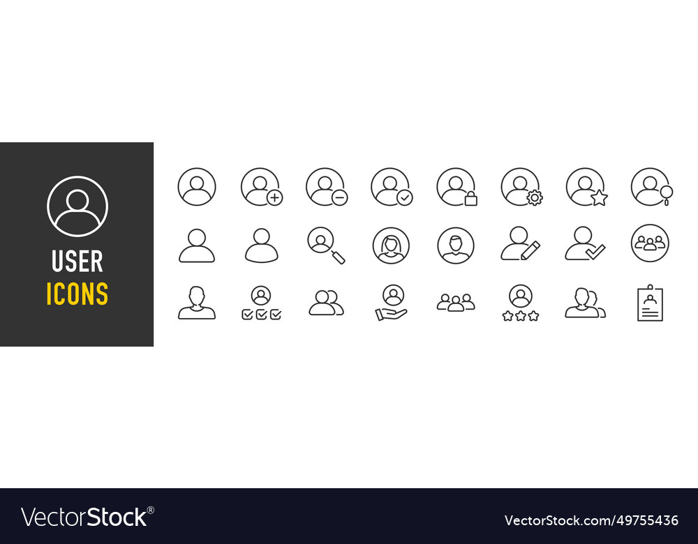 User web icons in line style profile man logo vector image User web icons in line style profile man logo