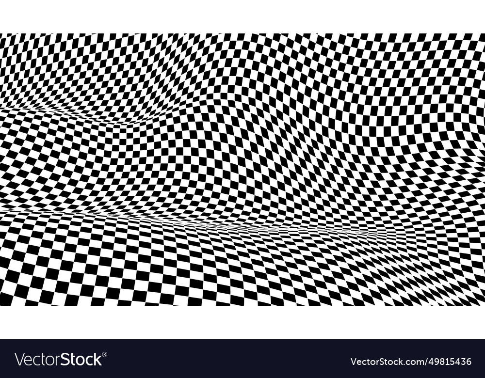 Warped checkered pattern optical illusion trippy Vector Image