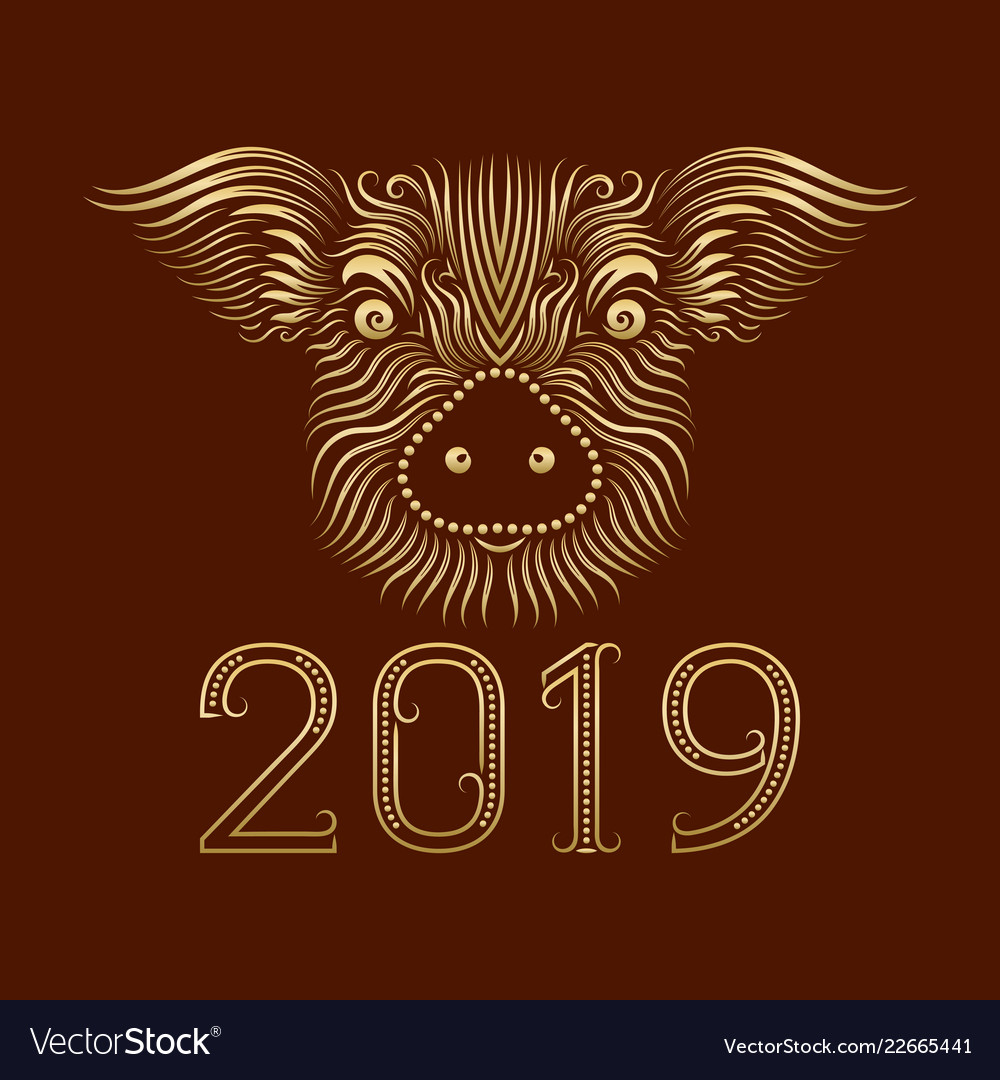 2019 new year of chinese horoscope greeting card vector image 2019 new year of chinese horoscope greeting card