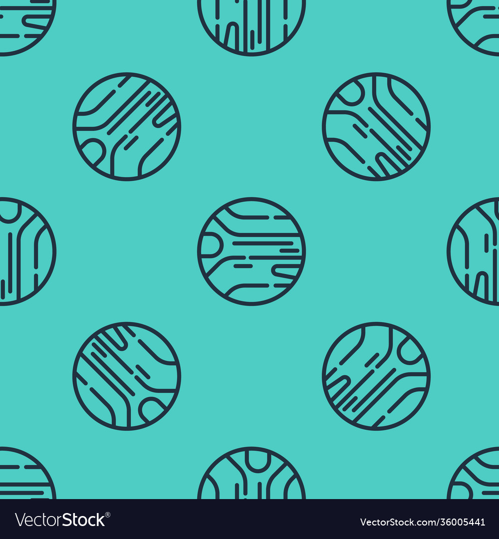 Black line planet icon isolated seamless pattern