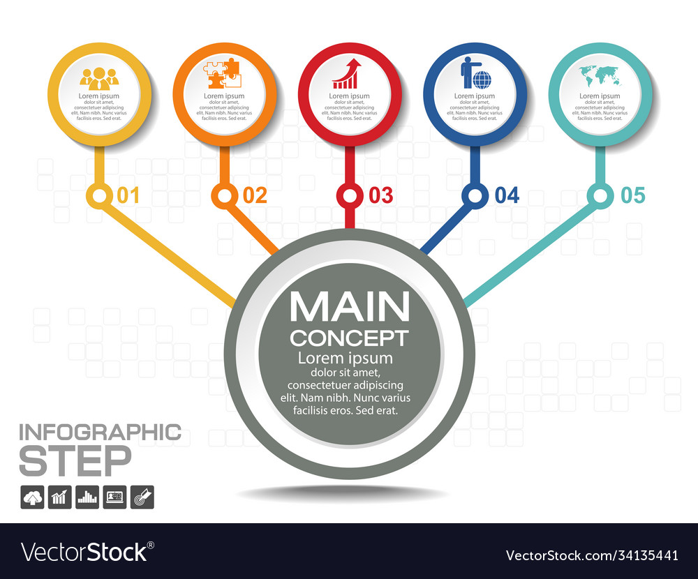 Business data process chart diagram with steps