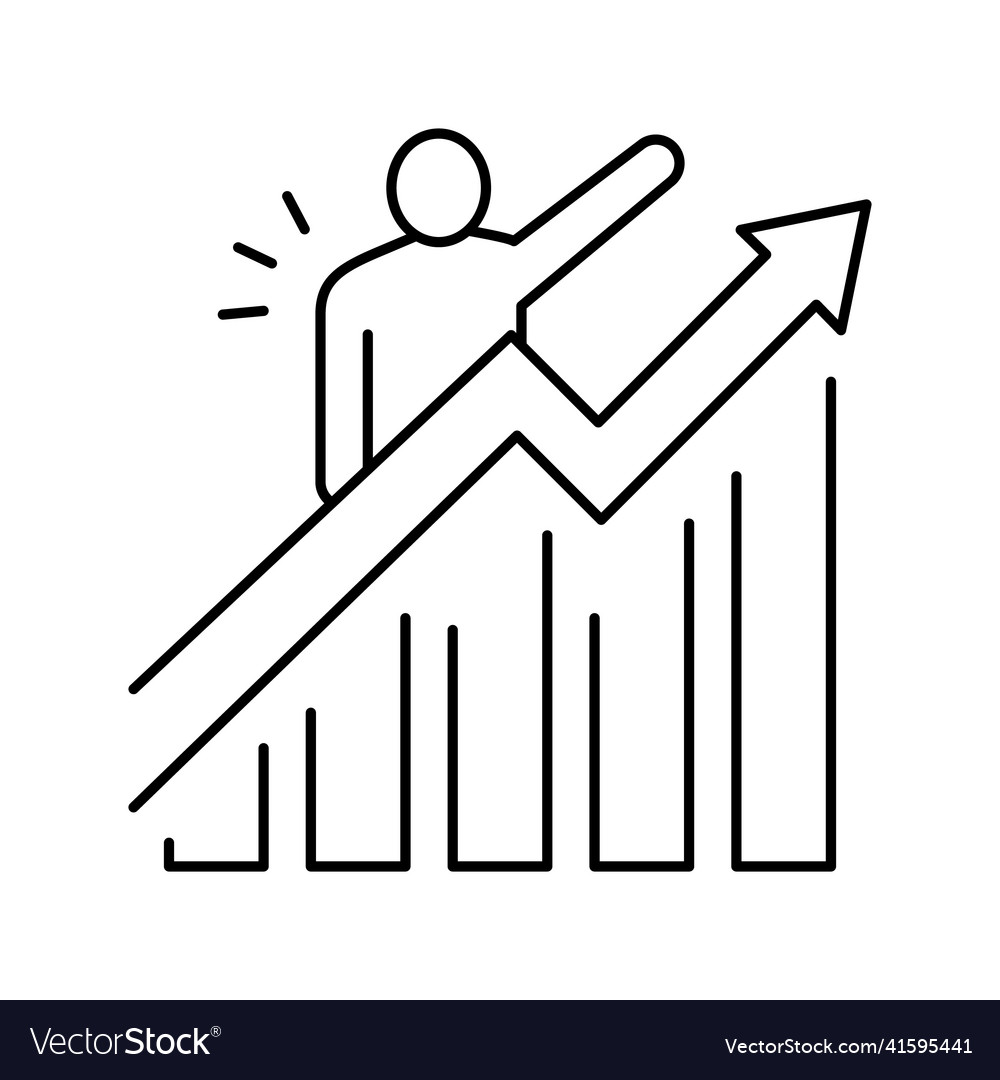 Career growth line icon black