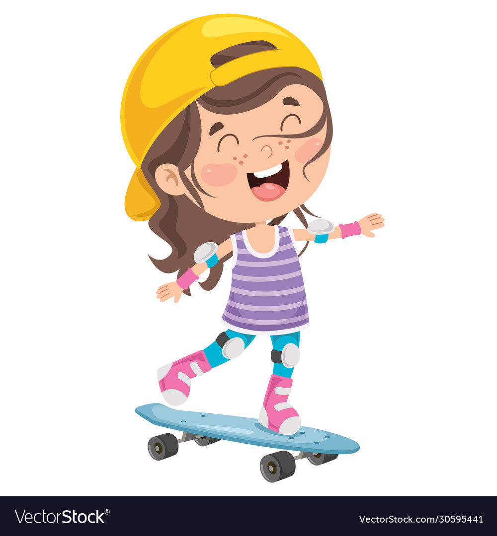 Child skateboarding outside Royalty Free Vector Image