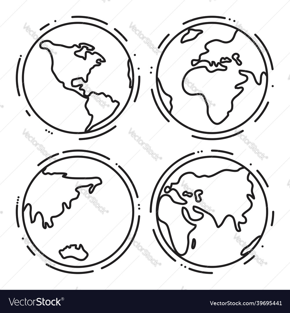 Earth globes simple icons vector image Earth globes simple icons