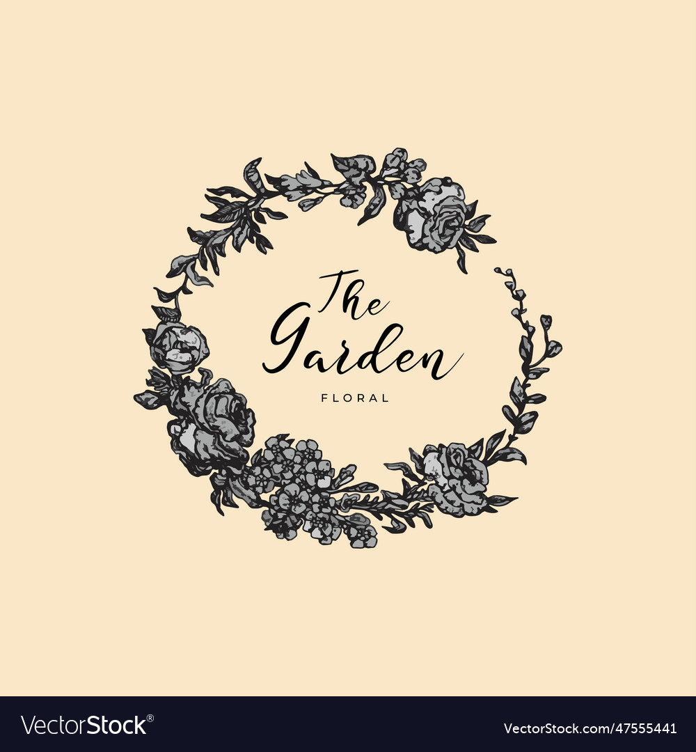 Hand drawn logo design floral logo design Vector Image