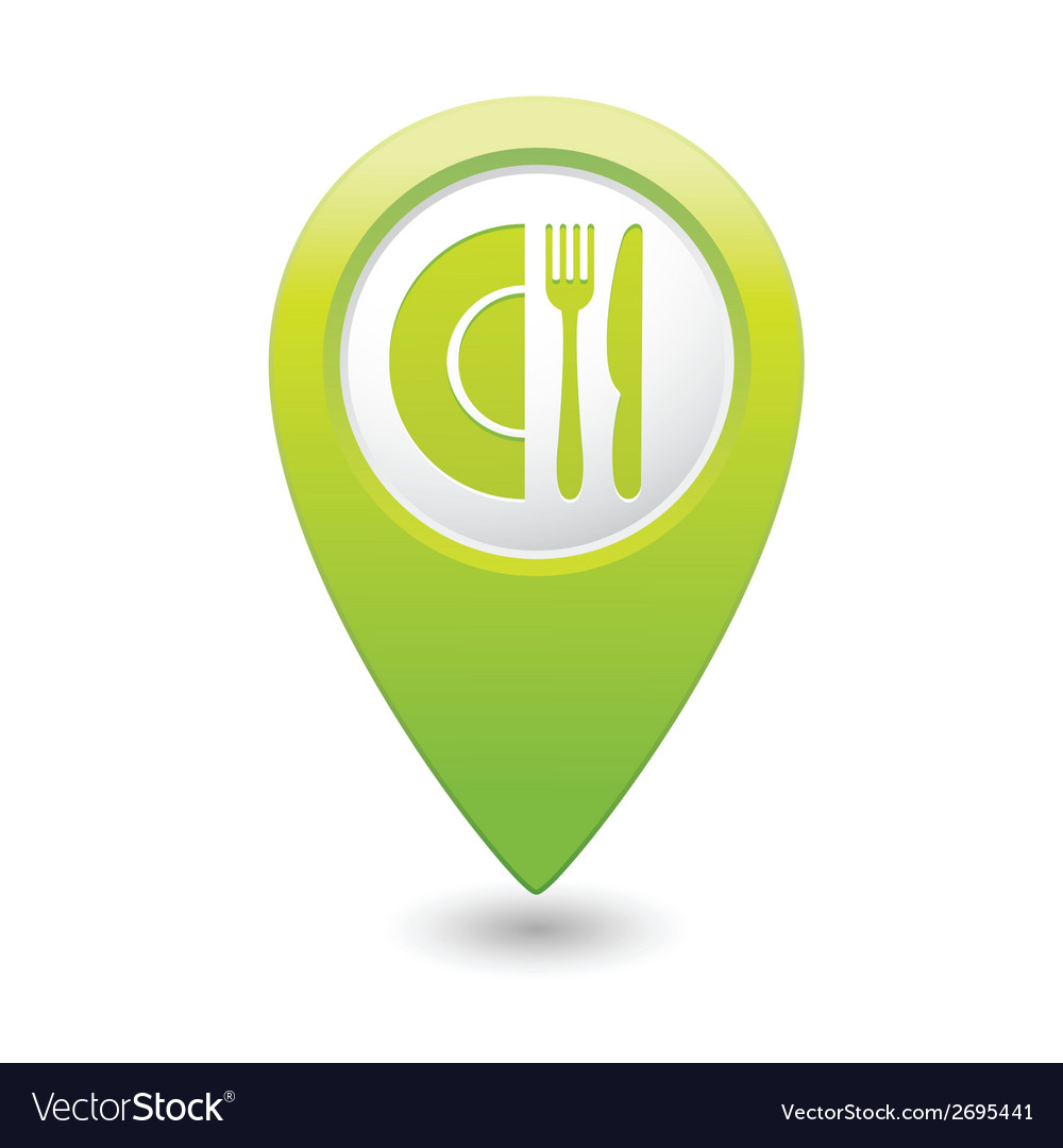 Restaurant icon map pointer2 green Royalty Free Vector Image