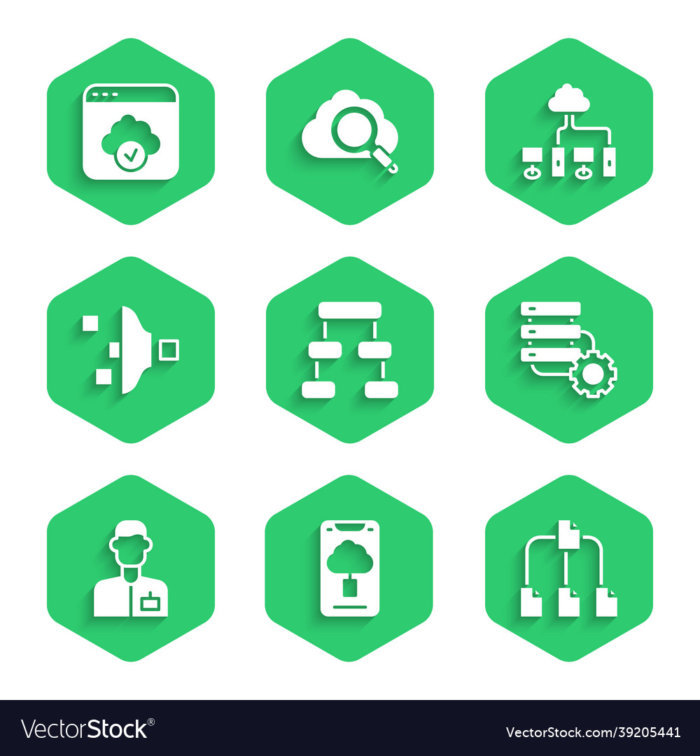 Set hierarchy organogram chart cloud technology vector image Set hierarchy organogram chart cloud technology