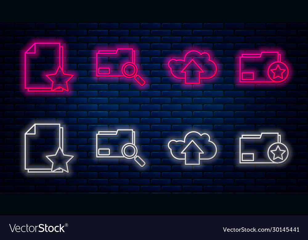 Set line search concept with folder cloud upload vector image Set line search concept with folder cloud upload