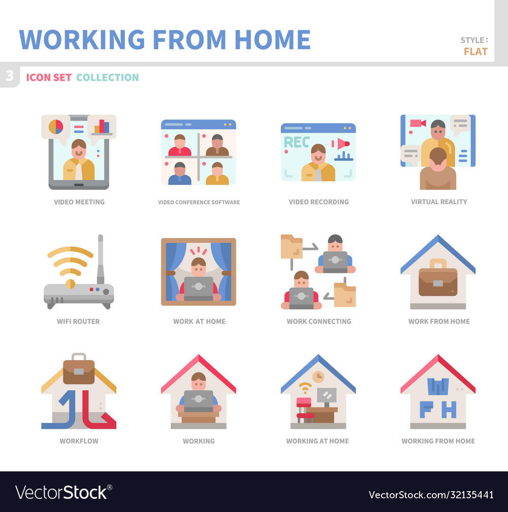 Work from home icon set Royalty Free Vector Image