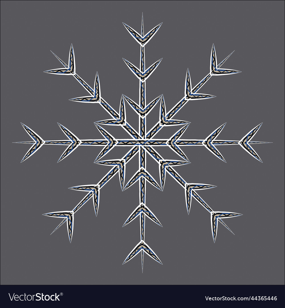 Abstract openwork snowflake by patterned lines vector image Abstract openwork snowflake by patterned lines