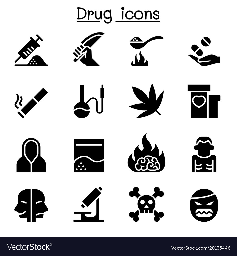 Addiction drug icon set graphic design vector image