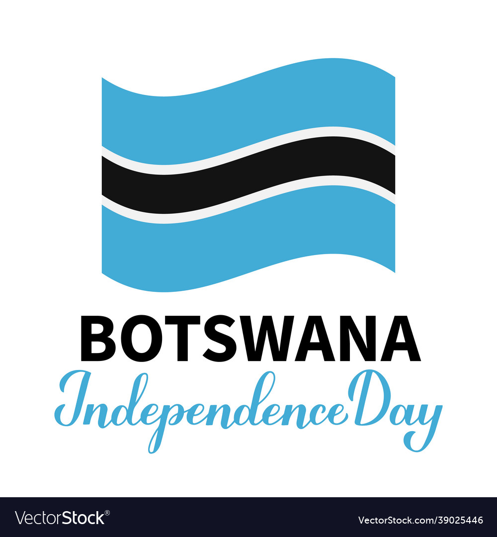 Botswana independence day lettering with flag