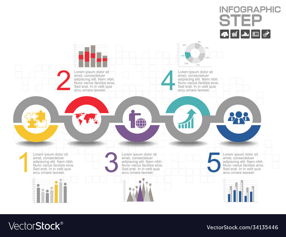 Business data process chart diagram with steps