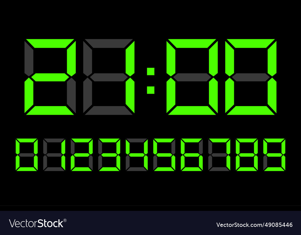 Digital clock number set eps vector image Digital clock number set eps