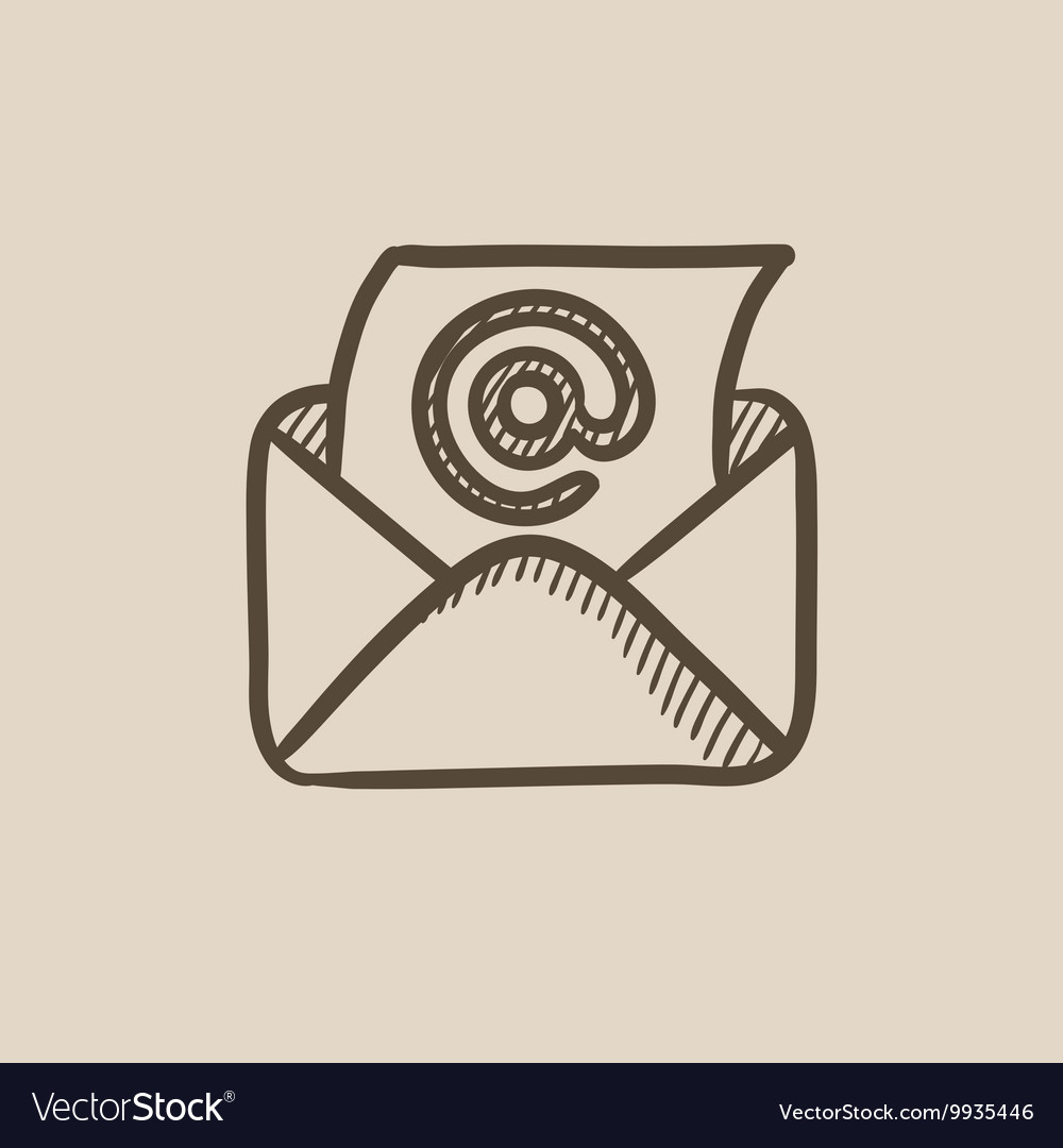 Email envelope with paper sheet sketch icon