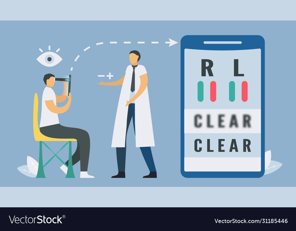 Eyesight testing with smartphonenew technology vector image Eyesight testing with smartphonenew technology