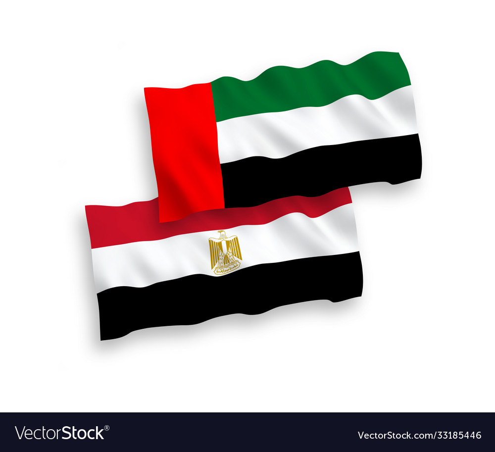 Flaggen vereinigt Arabische Emirate und Ägypter auf einem weißen vector image Flaggen vereinigt Arabische Emirate und Ägypter auf einem weißen