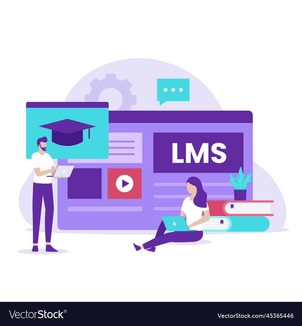 Flat design concept of learning management system vector image Flat design concept of learning management system