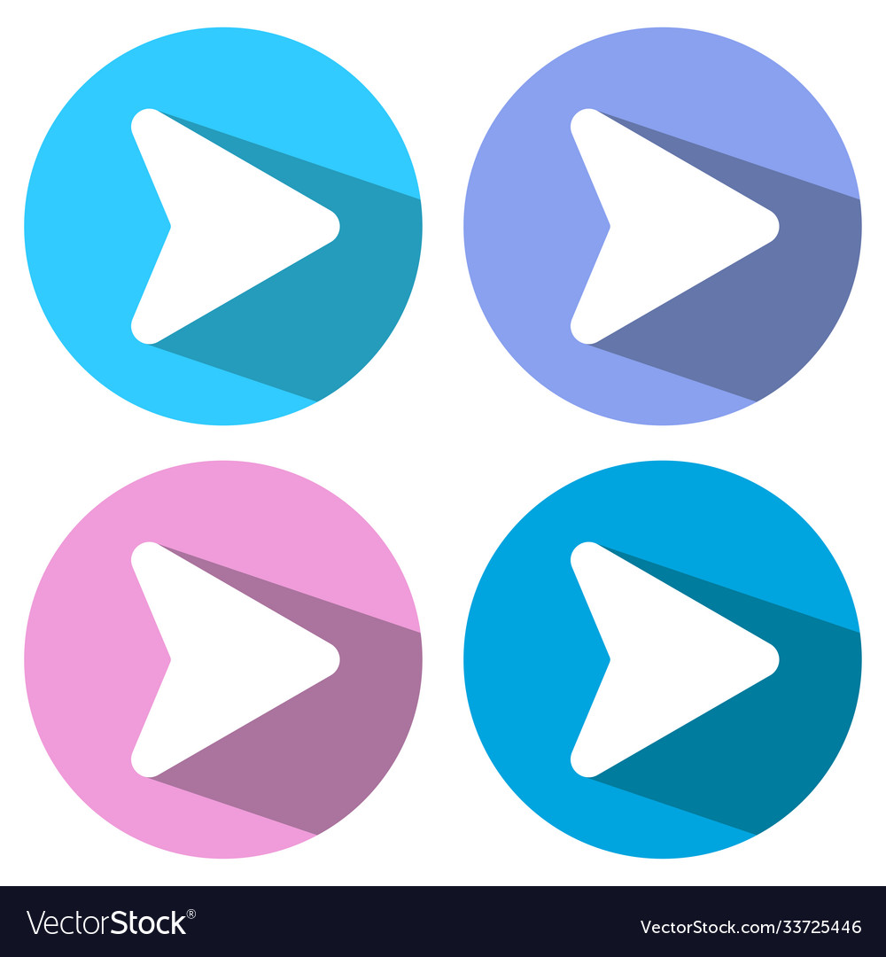 Flat play button icon in a circle with long