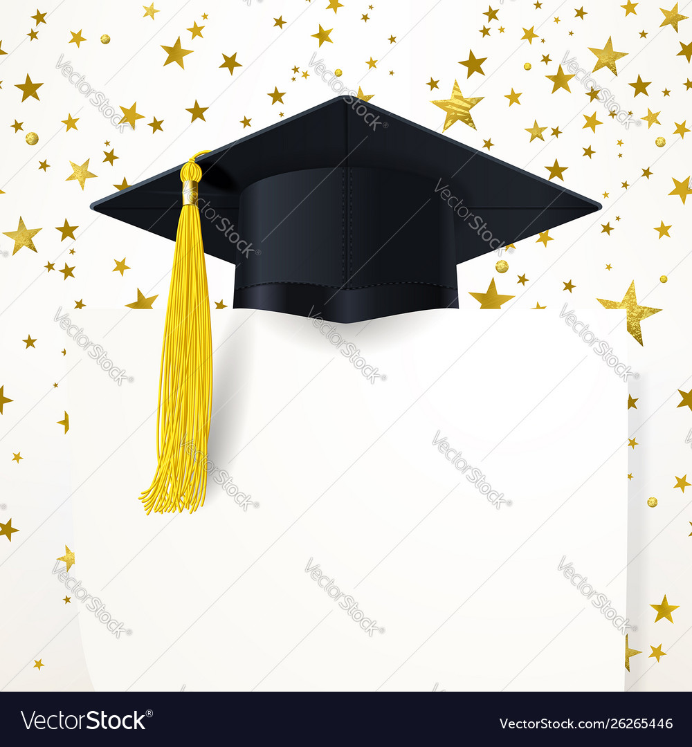 Graduate cap with diploma on background of Vector Image