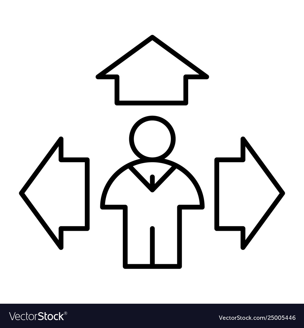 Man and arrows up thin line icon direction vector image Man and arrows up thin line icon direction