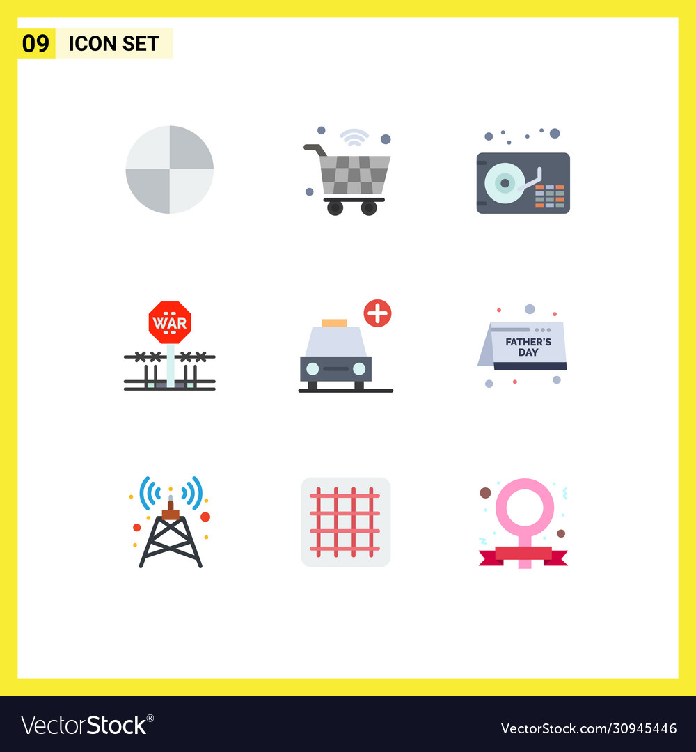 Mobile interface flat color set 9 pictograms