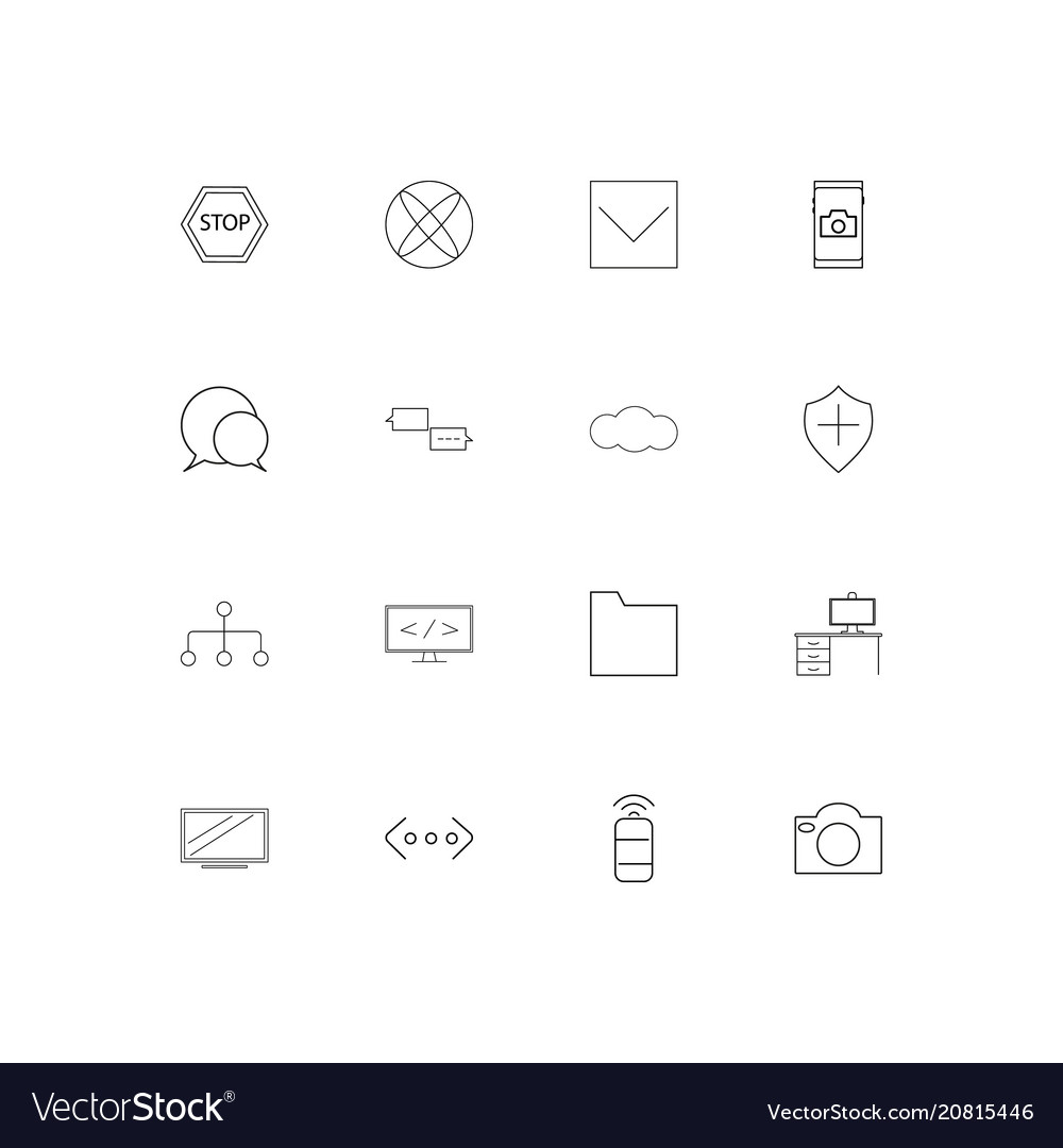 Network and database linear thin icons set