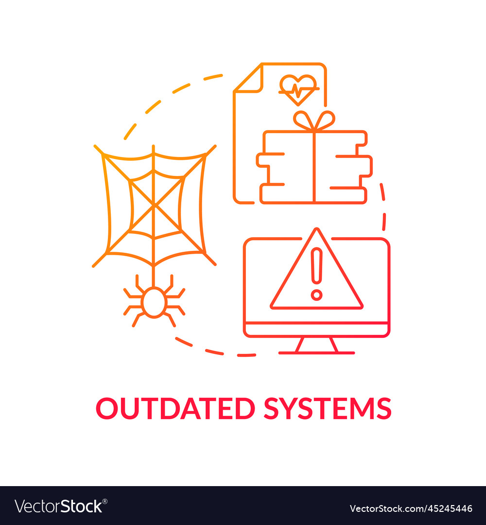 Outdated systems red gradient concept icon vector image Outdated systems red gradient concept icon