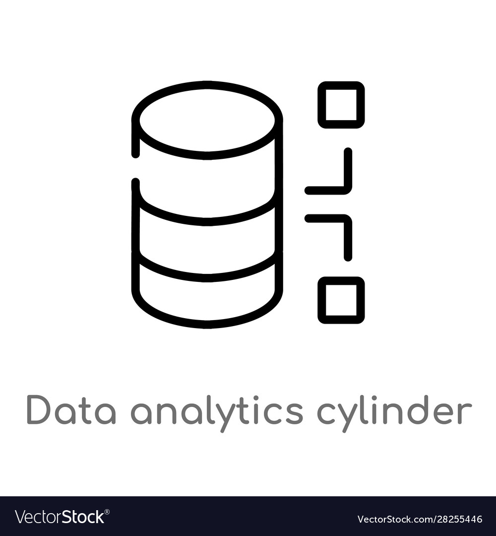 Outline data analytics cylinder icon isolated vector image Outline data analytics cylinder icon isolated
