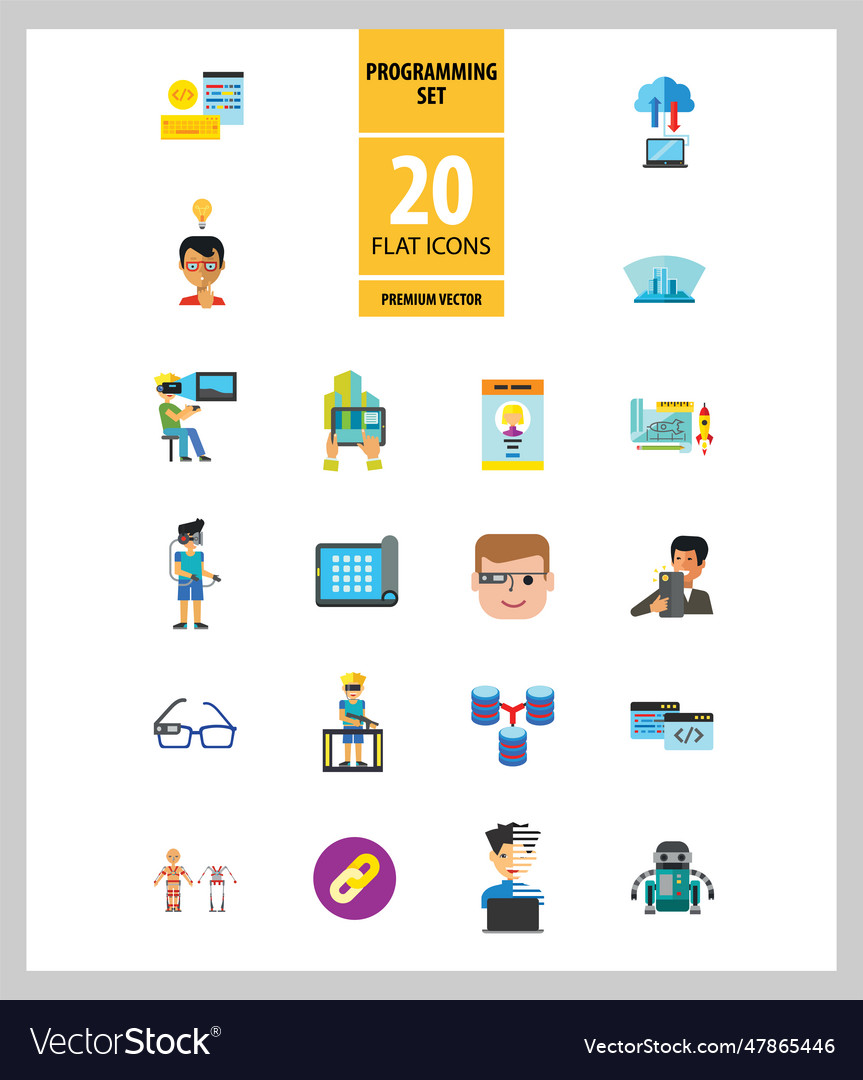 Programming icon set vector image Programming icon set