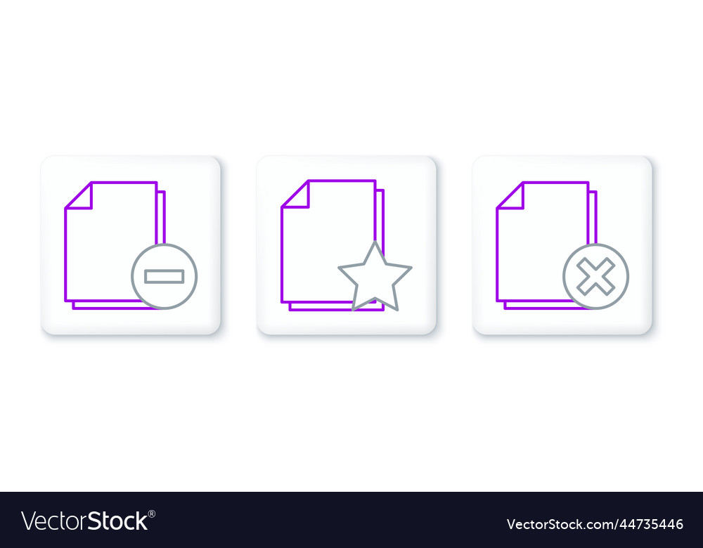 Set line delete file document with minus vector image Set line delete file document with minus