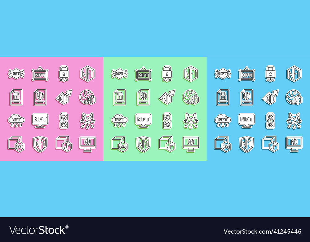 Set line monitor with art store app nft digital vector image Set line monitor with art store app nft digital