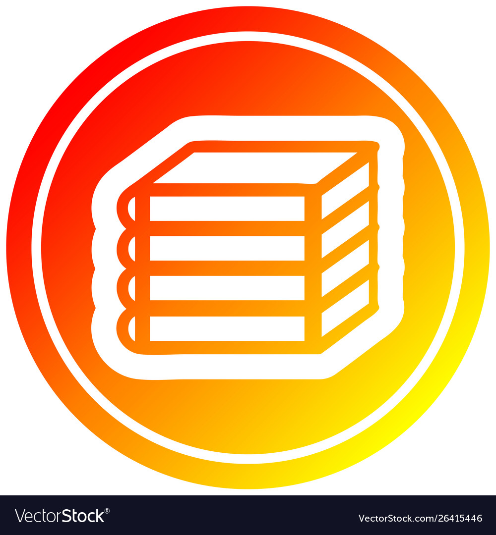 Stack books circular in hot gradient spectrum
